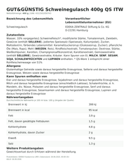 Produktinformationen – Gut&Günstig Schweinegulasch 400g QS ITW