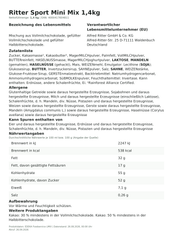 Lebensmittelinformationen: Ritter Sport Mini Bunter Mix 84er 1,4kg