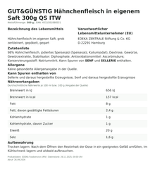 Hähnchenfleisch in eigenem Saft 300g QS ITW – Lebensmittelangaben