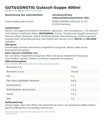 Gulasch-Suppe 400ml – Lebensmittelangaben