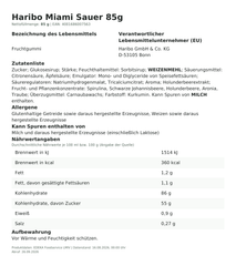 Produktinformationen – Haribo Miami Sauer 85g