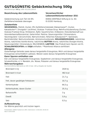 Lebensmittelinformationen: G&G Gebäckmischung 500g