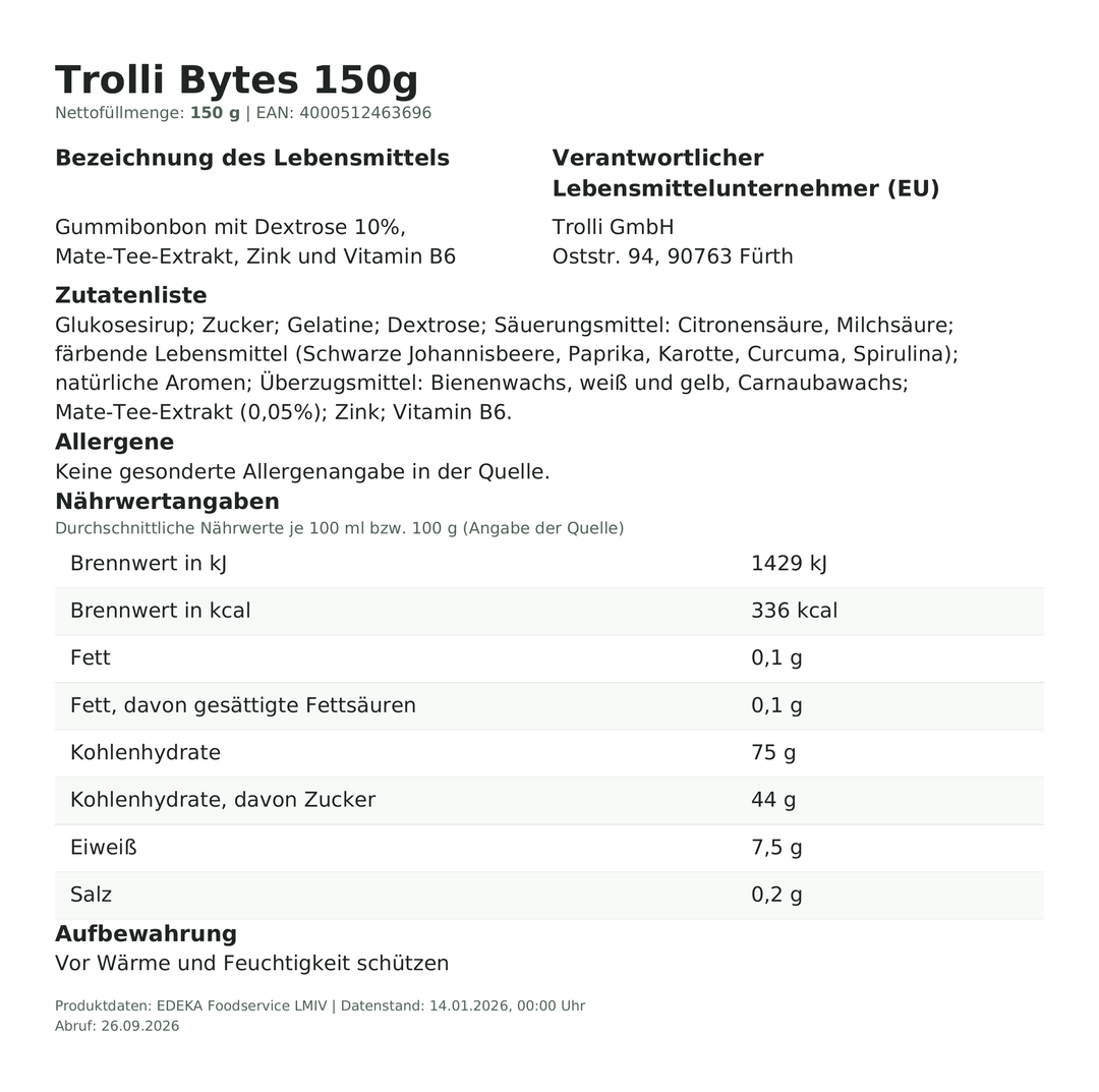 Produktinformationen zum Einzelprodukt – Trolli Bytes 150g