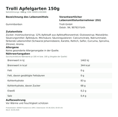 Produktinformationen – Trolli Apfelgarten 150g