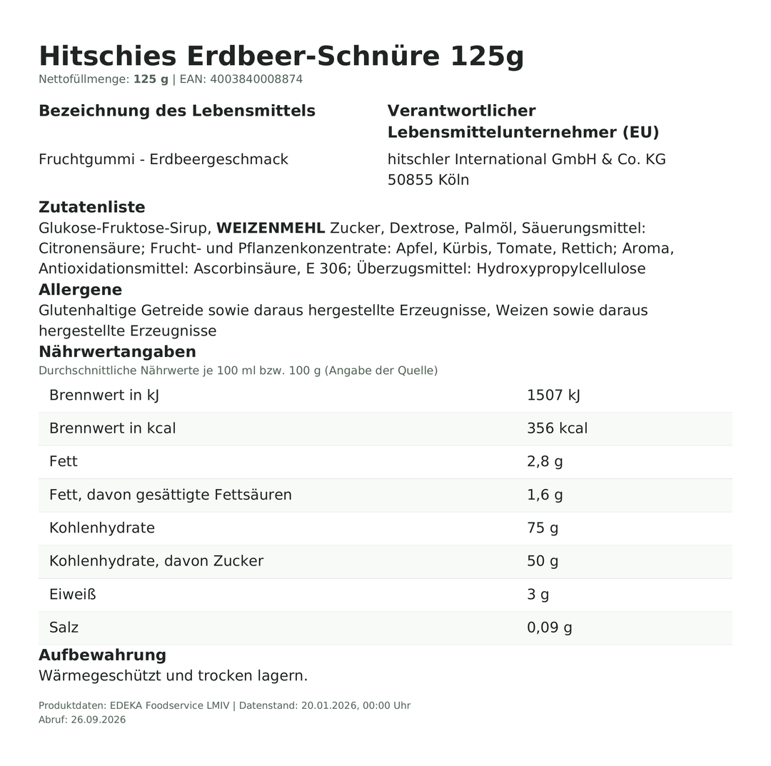 Produktinformationen zum Einzelprodukt – Hitschies Erdbeer-Schnüre 125g