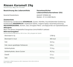 Produktinformationen – Riesen Karamell 29g