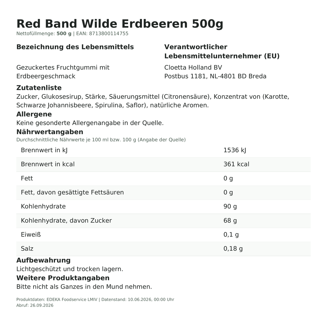 Produktinformationen zum Einzelprodukt – Red Band Wilde Erdbeeren 500g