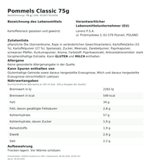 Lebensmittelinformationen: Lorenz Pommels Snack Original 75g