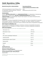 Produktinformationen – Zetti Bambina 100g