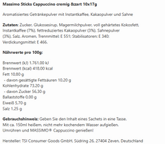4x Massimo Sticks Cappuccino cremig &zart 10x17g (4x170g)
