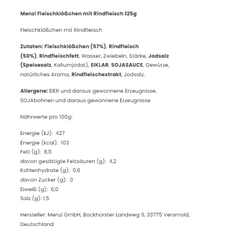 Menzi Fleischklößchen mit Rindfleisch 125g