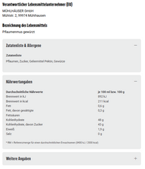 Mühlhäuser Thüringer Pflaumenmus gewürzt 1kg