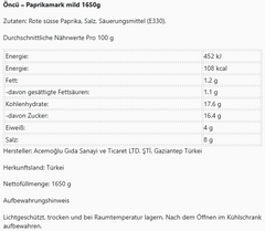 Öncü – Paprikamark mild 1650g