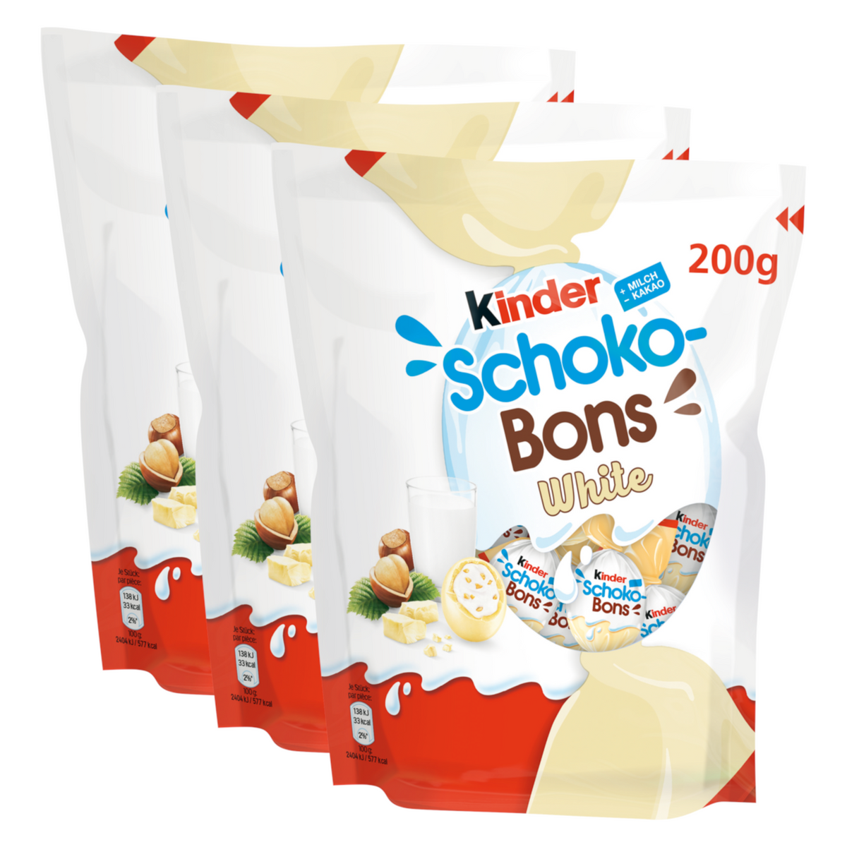 3x Ferrero kinder Schoko Bons White 200g (3x200g)