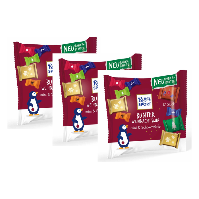 Ritter Sport Bunter Weihnachtsmix – 3 x 195 g (585 g)