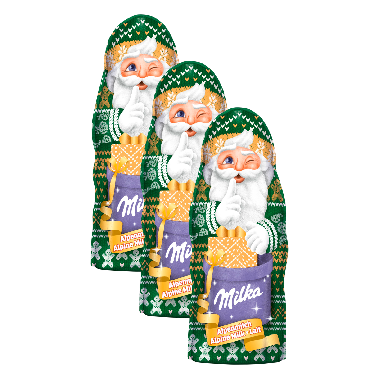 Milka Weihnachtsmann Alpenmilch Design Edition – 3 x 45 g (135 g)