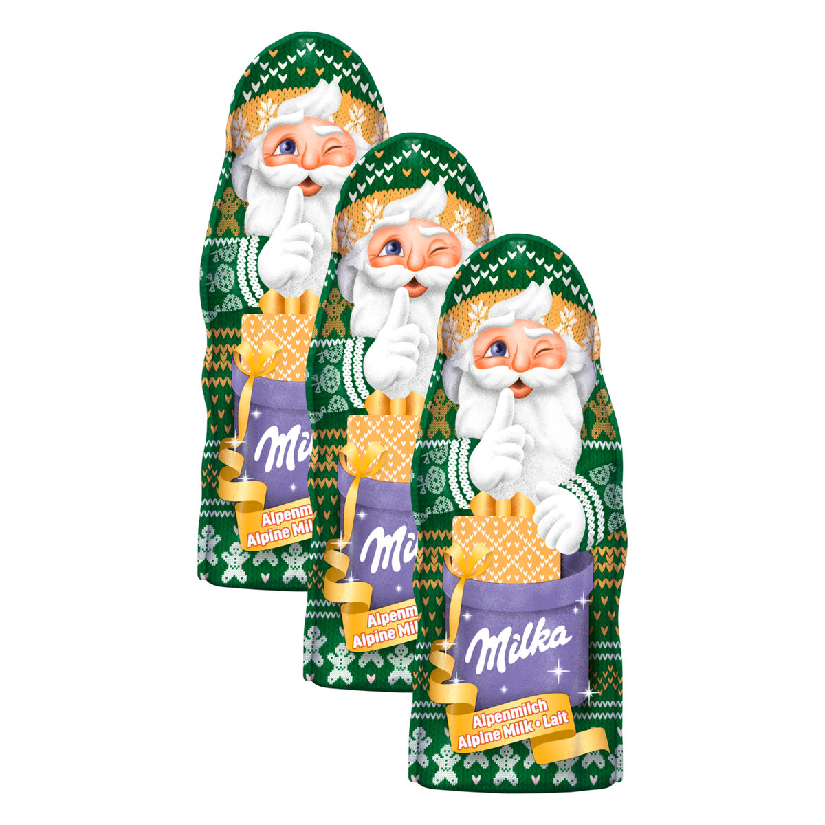 Milka Weihnachtsmann Alpenmilch Design Edition – 3 x 45 g (135 g)
