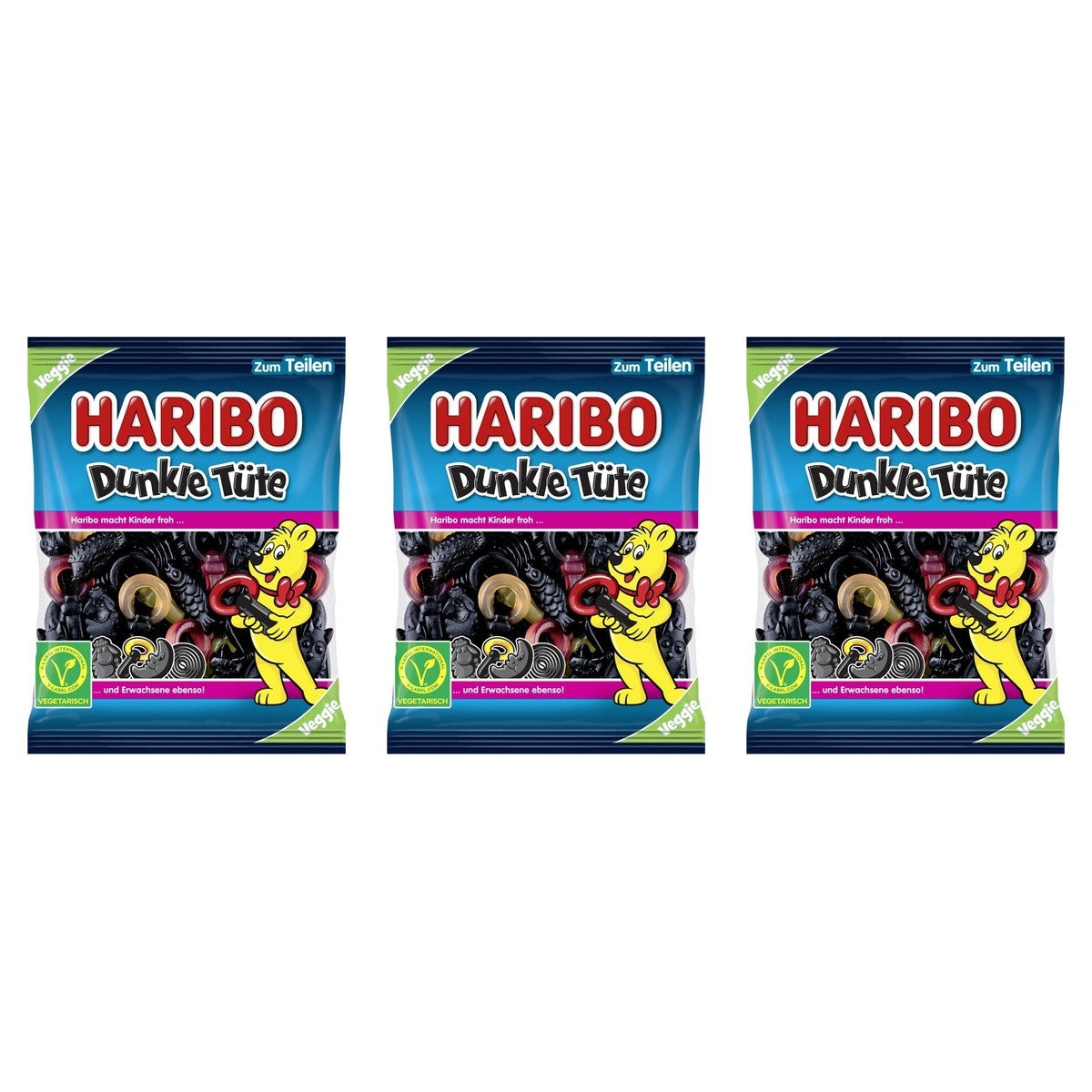 Haribo Dunkle Tüte – 3 x 175 g (525 g)