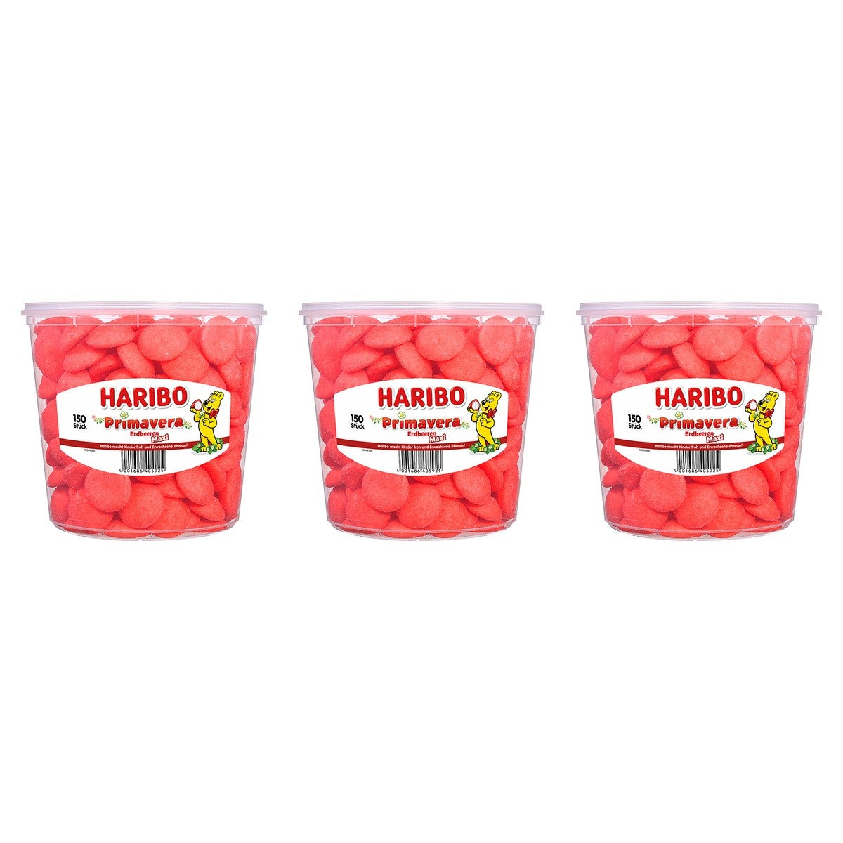 Haribo Primavera Erdbeere 150Stück – 3 x 1050 g (3150 g)