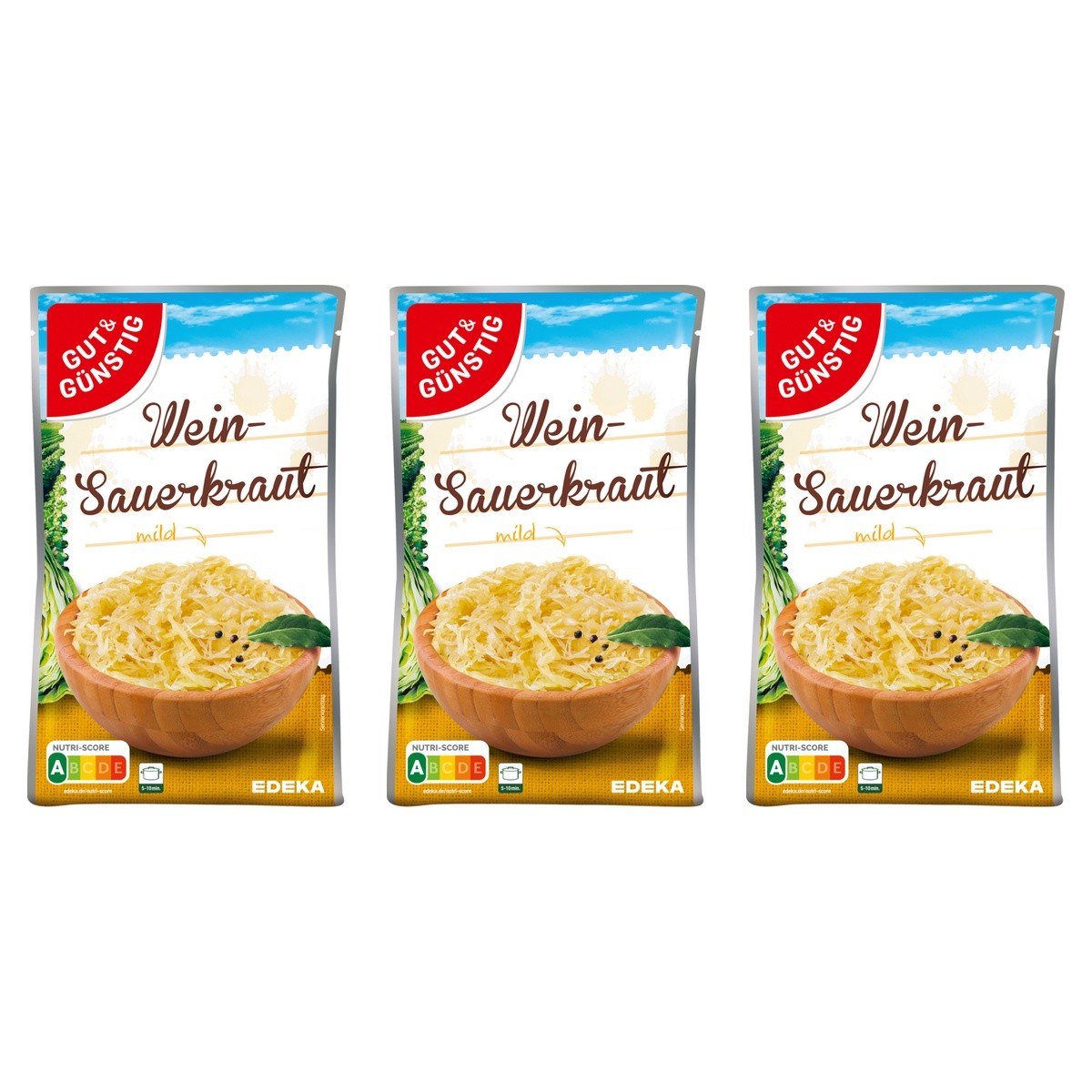 Gut&Günstig Weinsauerkraut – 3 x 520 g (1560 g)