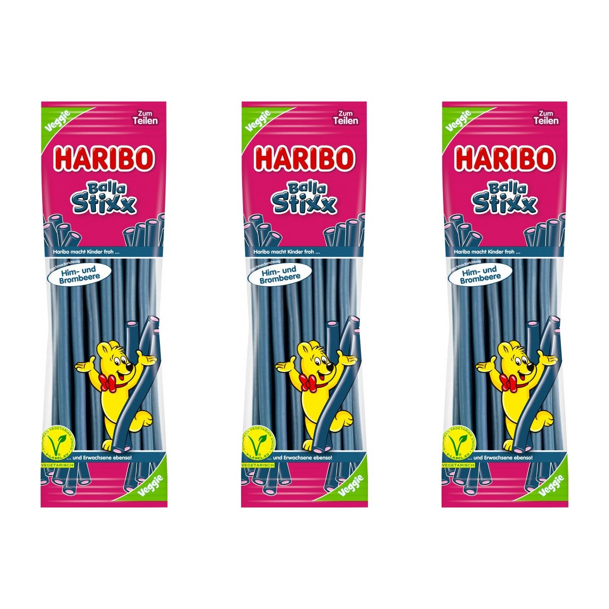 Haribo Balla Stixx Himbeere-Brombeere – 3 x 200 g (600 g)