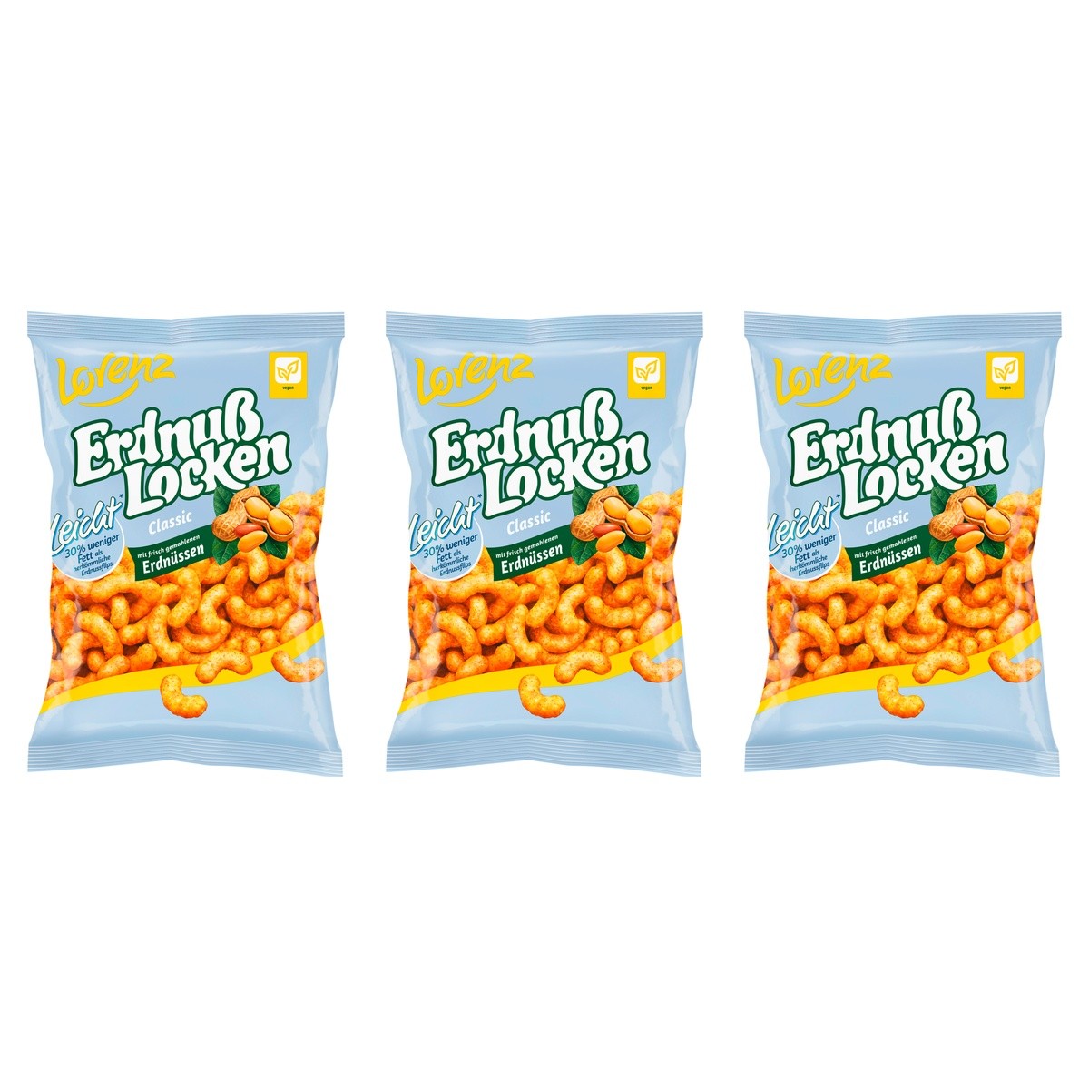 Erdnußlocken leicht – 3 x 150 g (450 g)