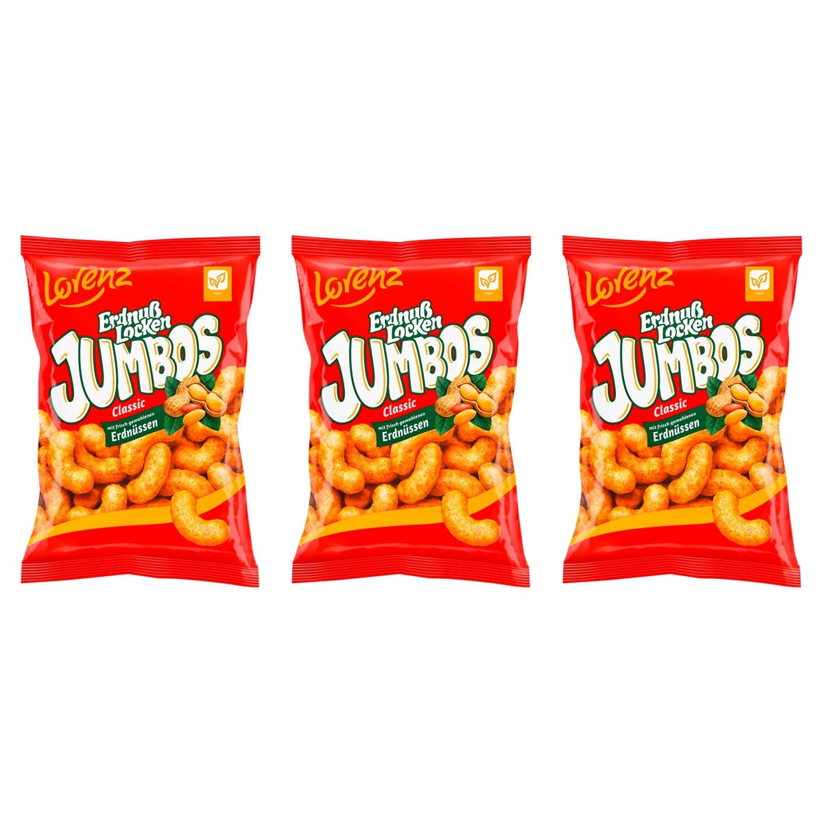 Erdnußlocken Jumbos – 3 x 150 g (450 g)