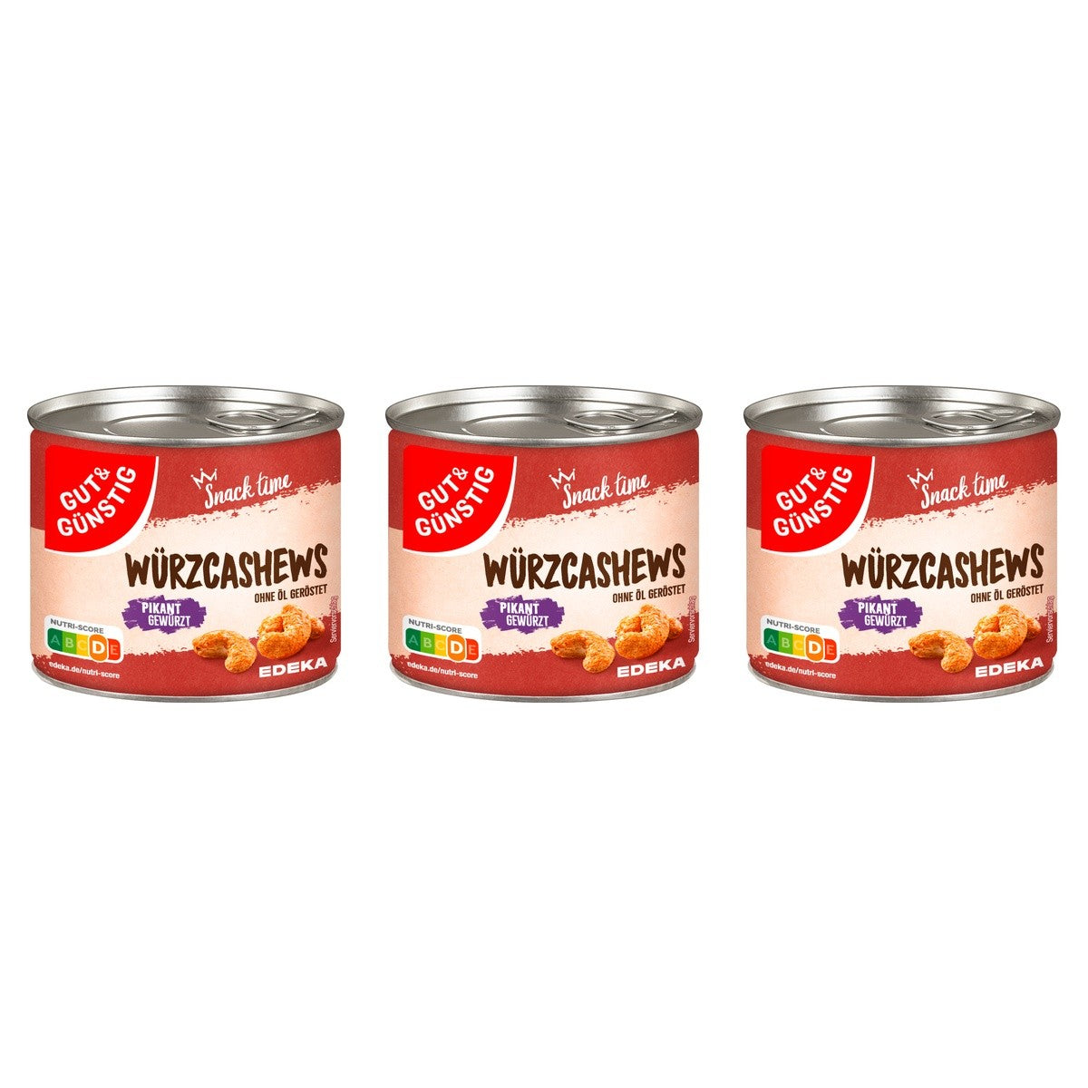 Gut&Günstig WürzCashews pikant gewürzt – 3 x 150 g (450 g)