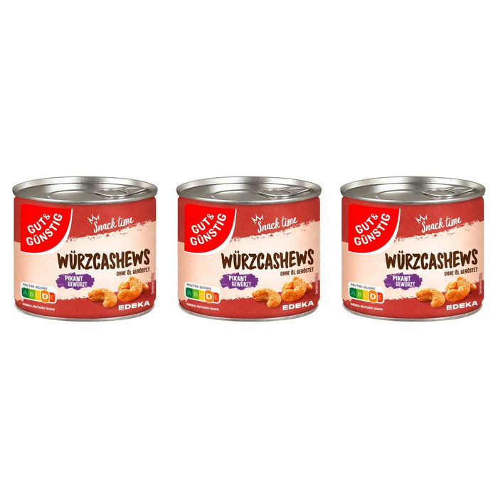 Gut&Günstig WürzCashews pikant gewürzt – 3 x 150 g (450 g)