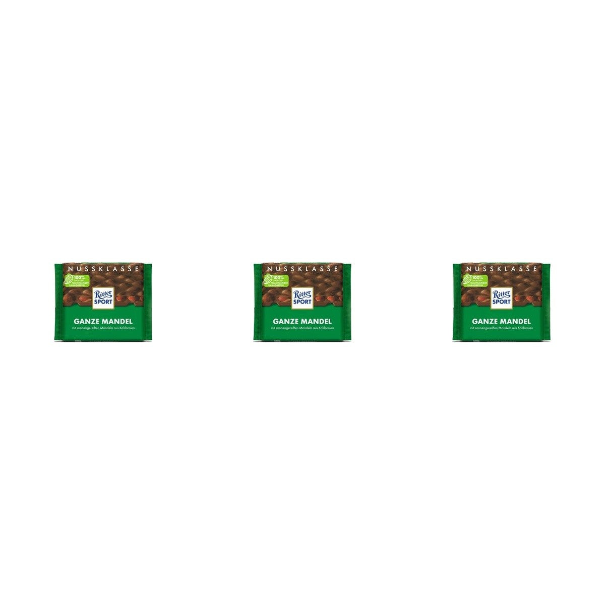 Ritter Sport Nuss Klasse Ganze Mandel Tafel – 3 x 100 g (300 g)