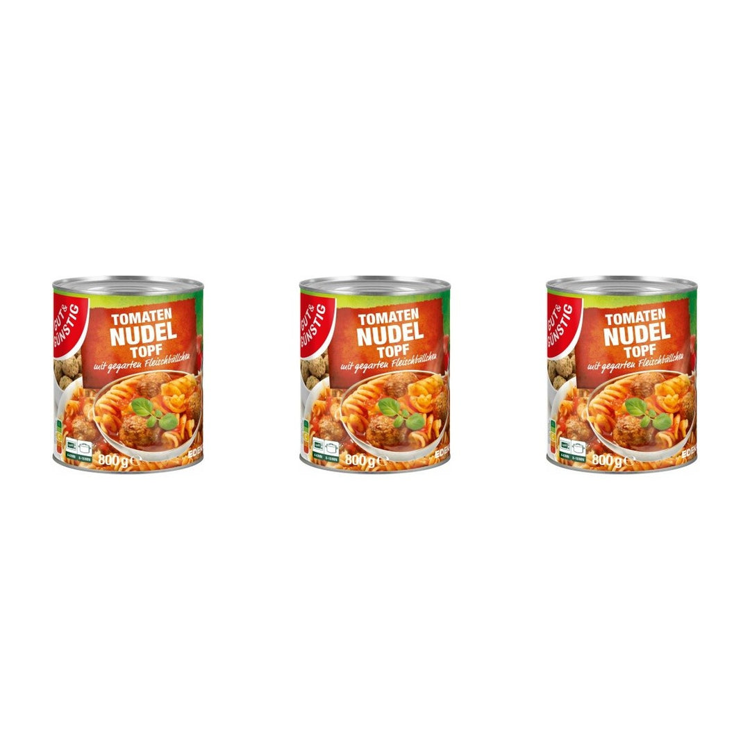 Gut&Günstig Tomaten-Nudeltopf mit Fleischbällchen – 3 x 800 g (2400 g)