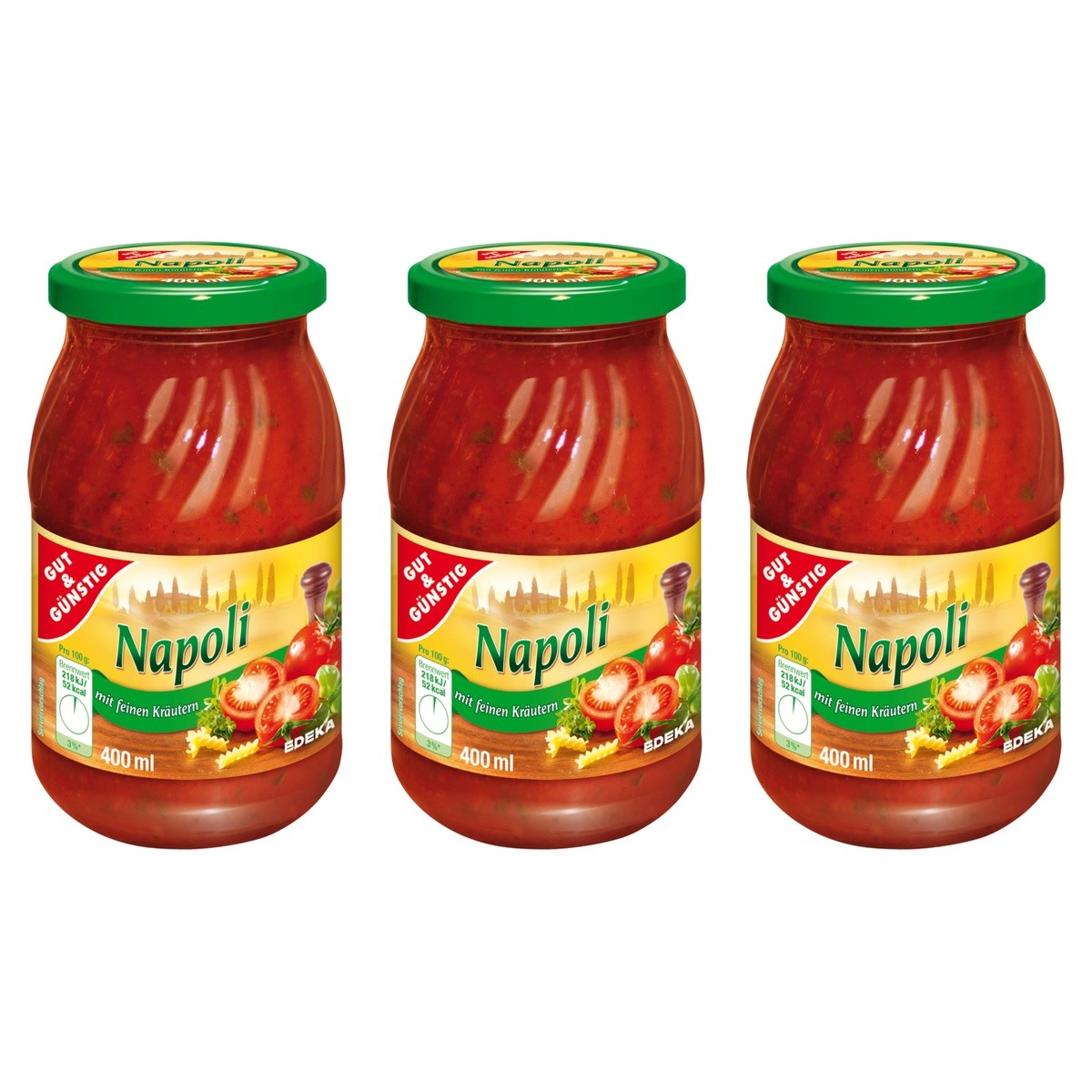 Gut&Günstig Nudelsauce Napoli – 3 x 400 ml (1200 ml)