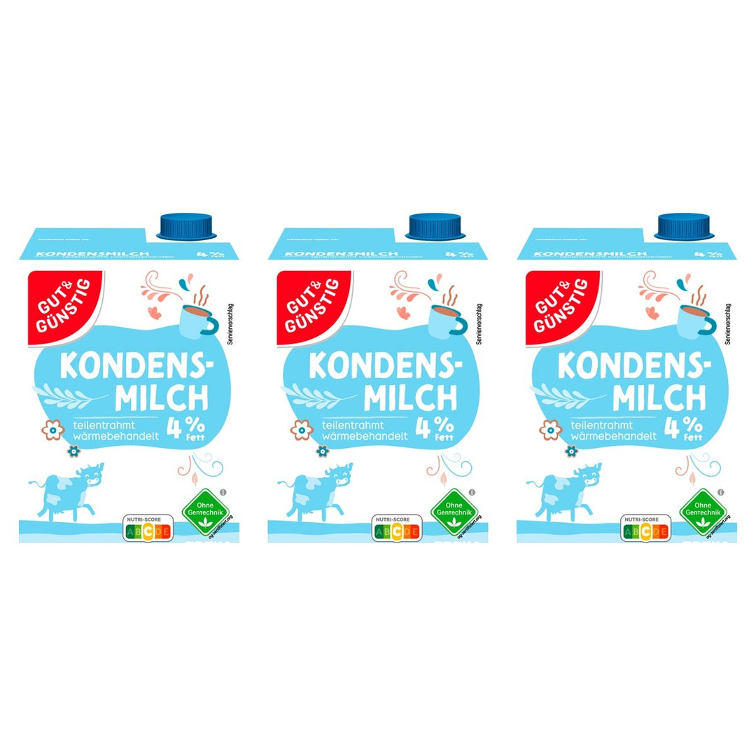 Gut&Günstig Kondensmilch mit Schraubverschluss 4% – 3 x 340 g (1020 g)
