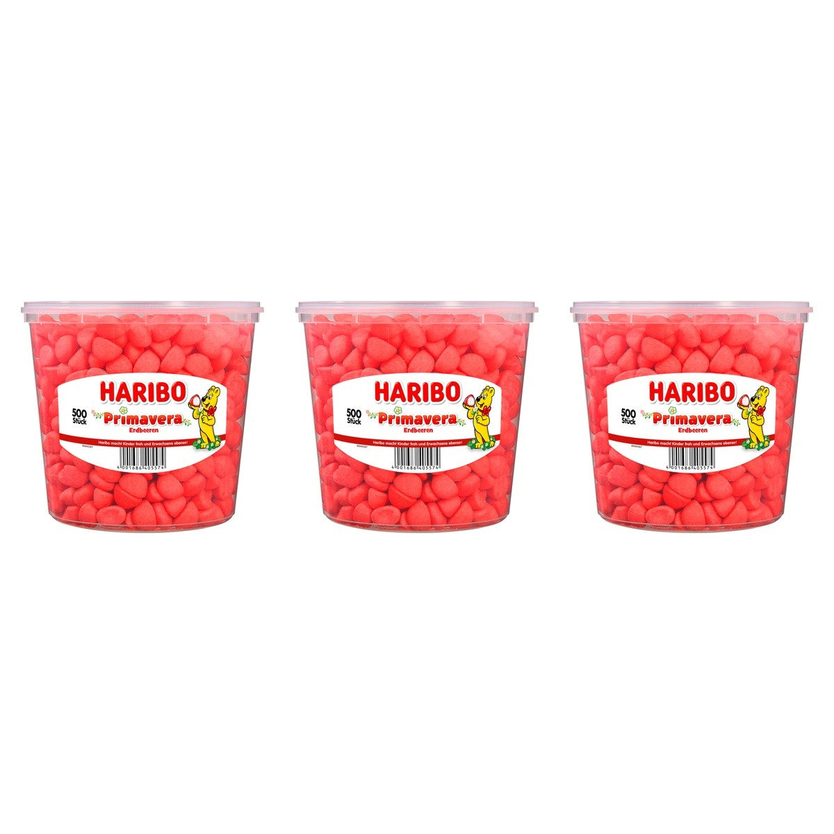 Haribo Erdbeeren Primavera 500Stück – 3 x 1150 g (3450 g)