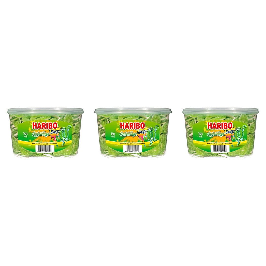 Haribo saure Apfel-Ringe 150Stück – 3 x 1200 g (3600 g)