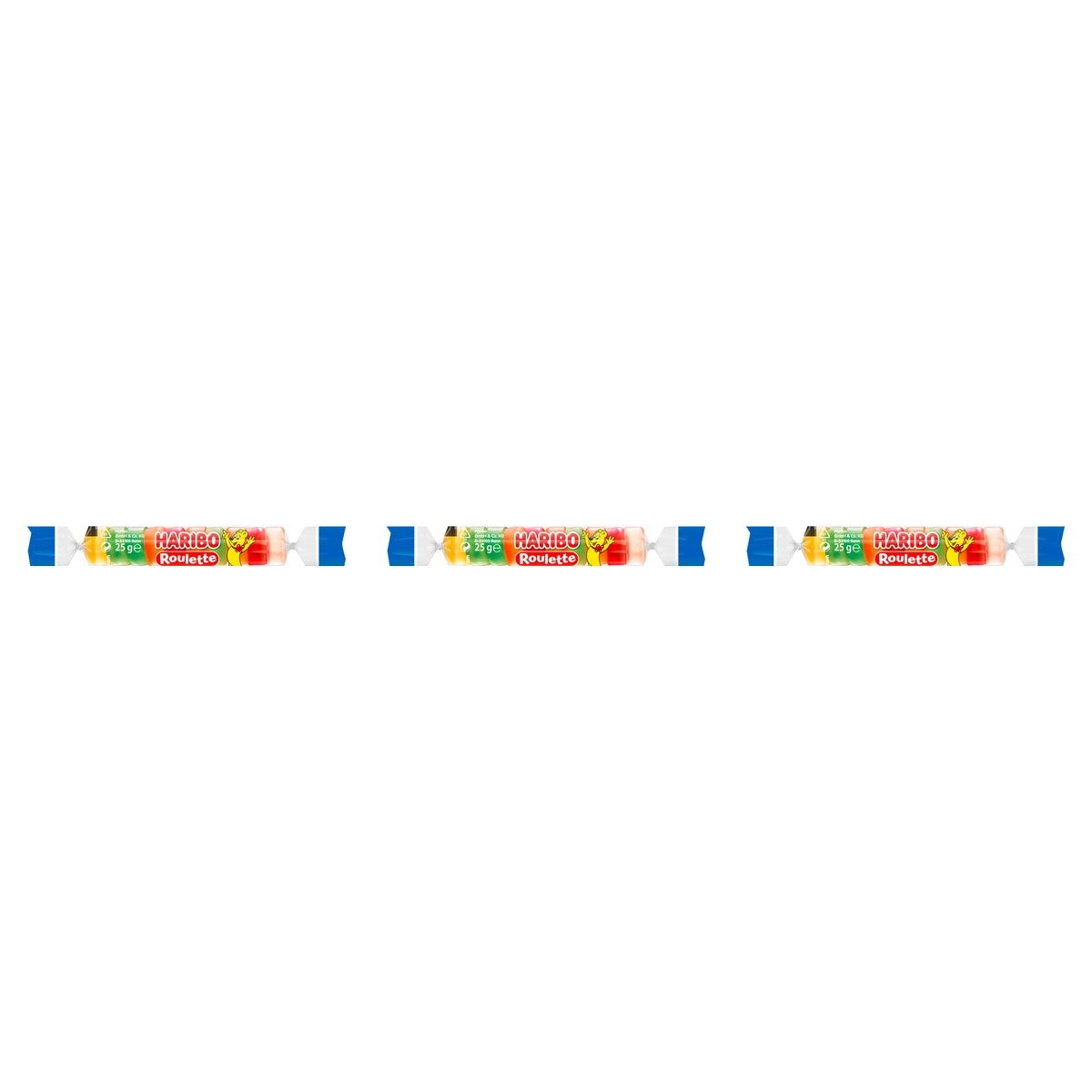 Haribo Roulette Fruchtgummi-Rolle – 3 x 25 g (75 g)