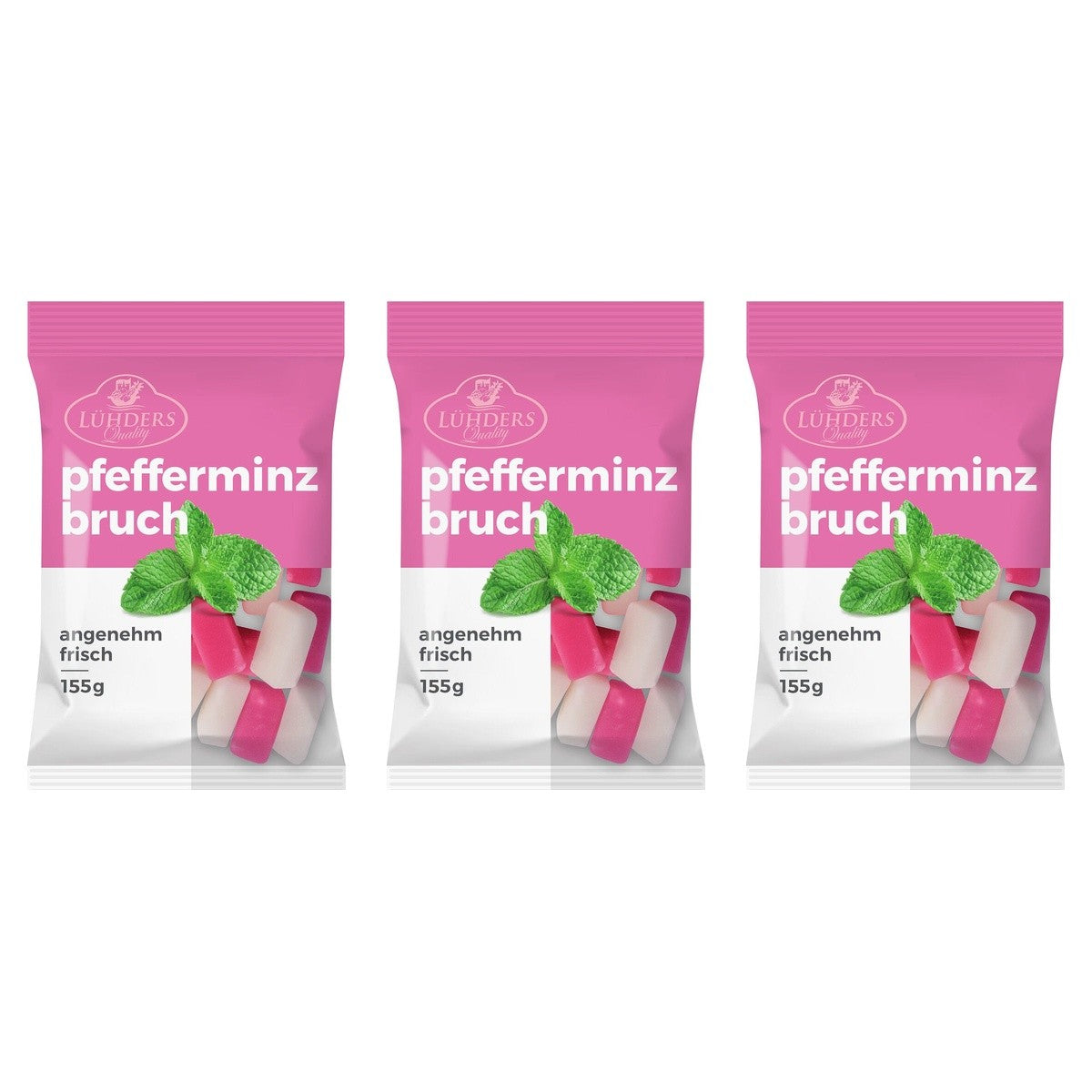 Lühders Pfefferminz-Bruch – 3 x 155 g (465 g)