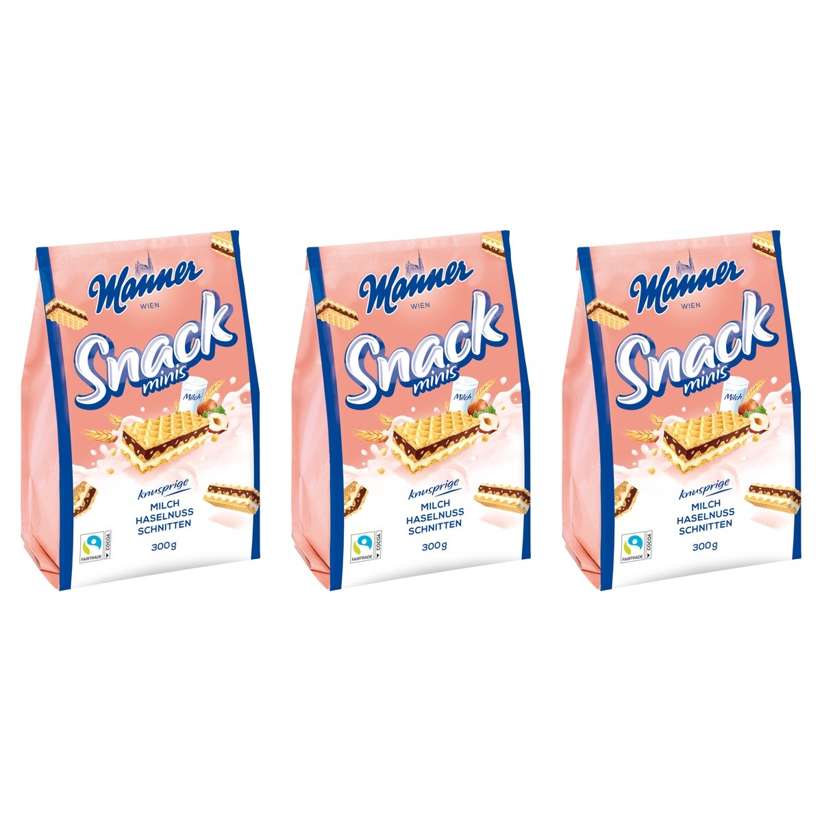 Manner Snack Minis Haselnuss – 3 x 300 g (900 g)
