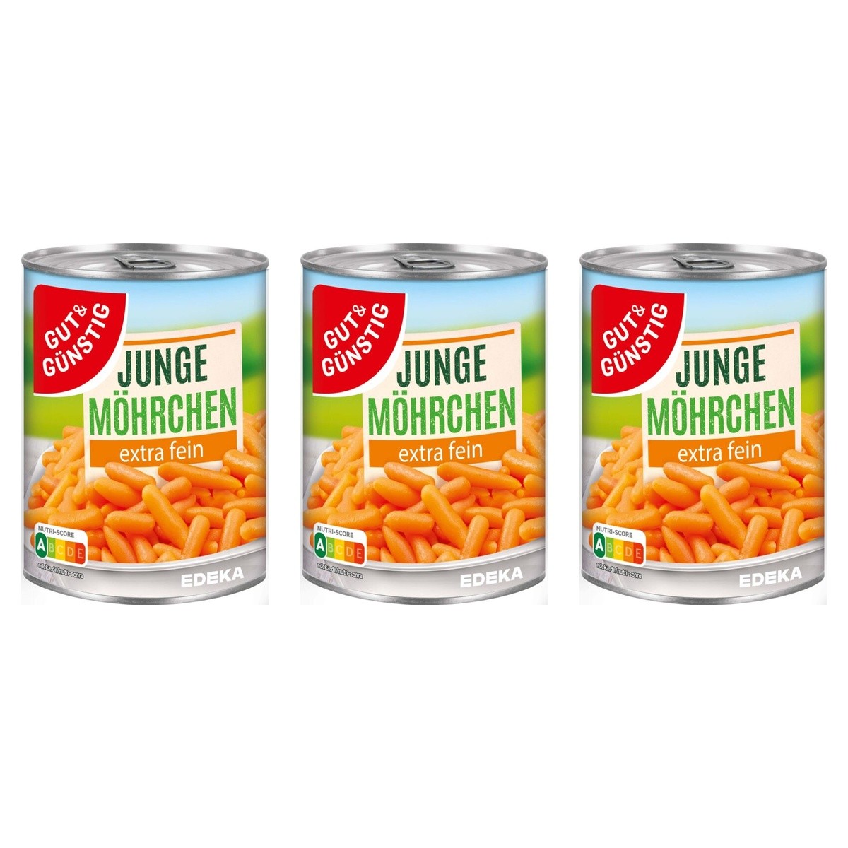 Gut&Günstig Möhren extra fein – 3 x 400 g (1200 g)