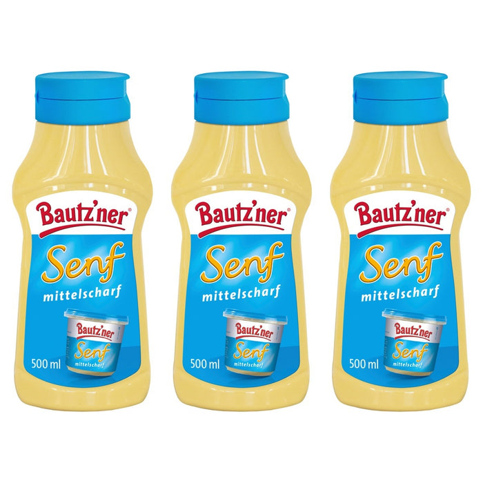 Bautzner Senf mittelscharf – 3 x 500 ml (1500 ml)