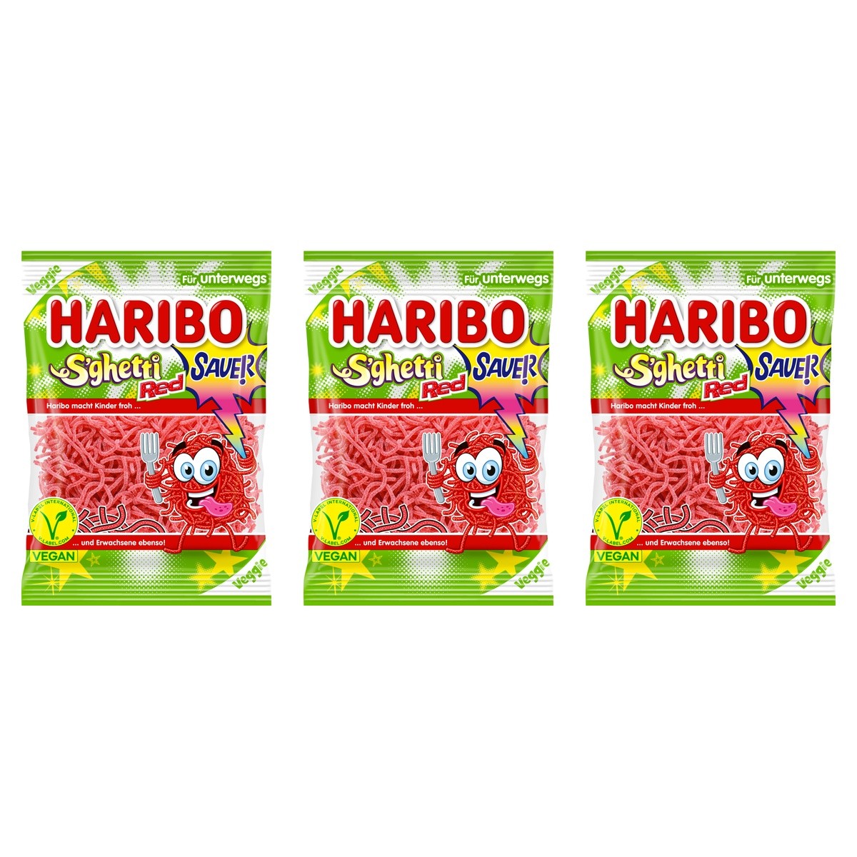 Haribo S'ghetti Red – 3 x 85 g (255 g)