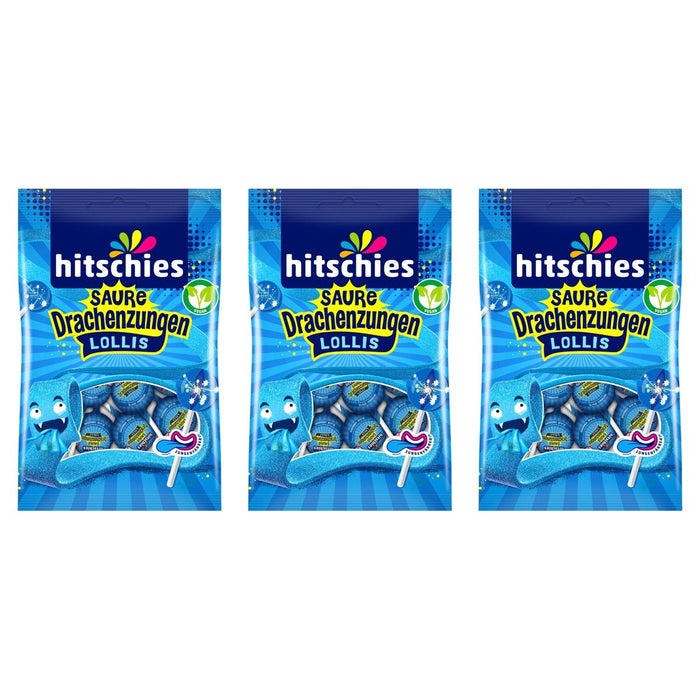 Hitschies Saure Drachenzungen Lollis blau 8ST – 3 x 128 g (384 g)