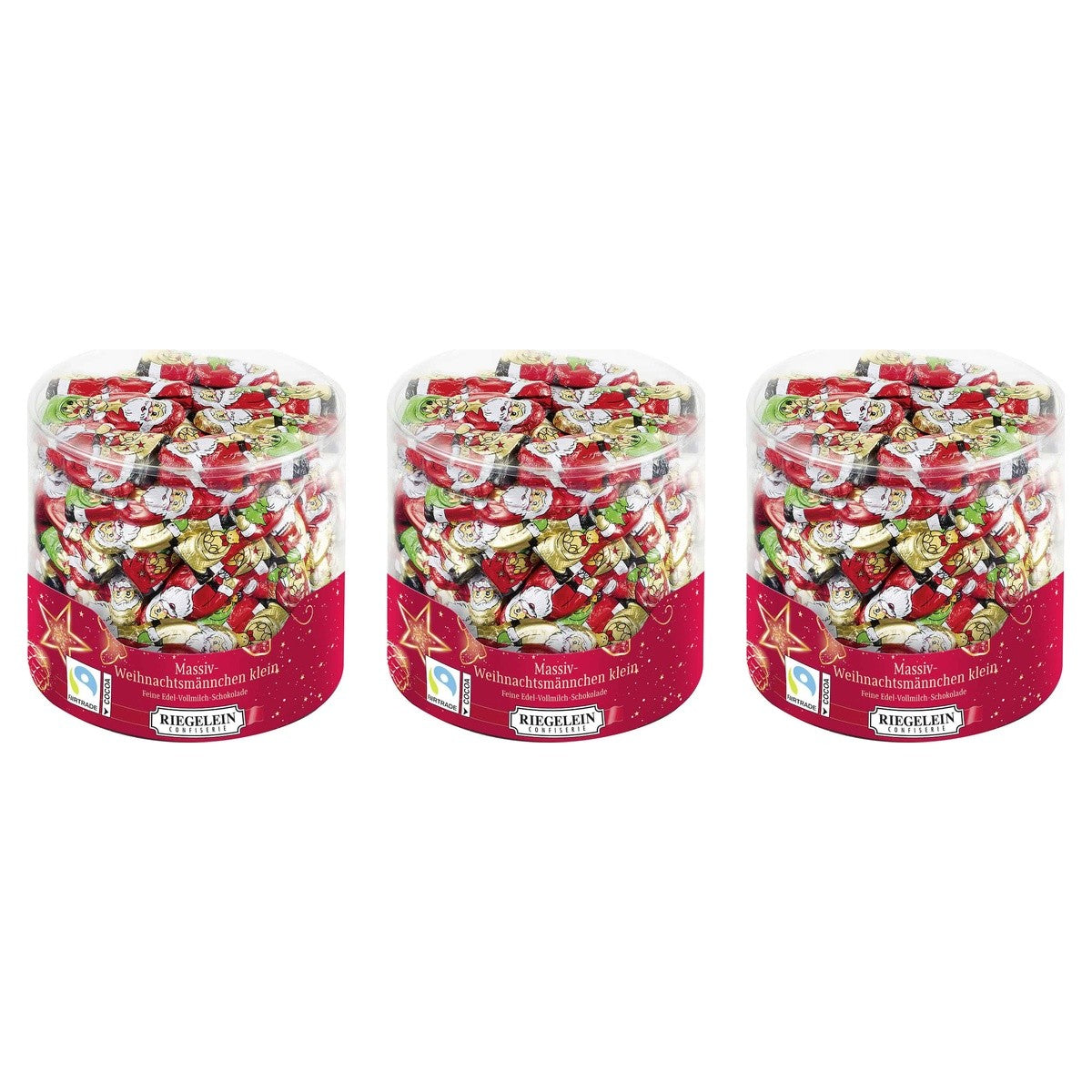 Riegelein Massiver Weihnachtsmann 63ST – 3 x 525 g (1575 g)