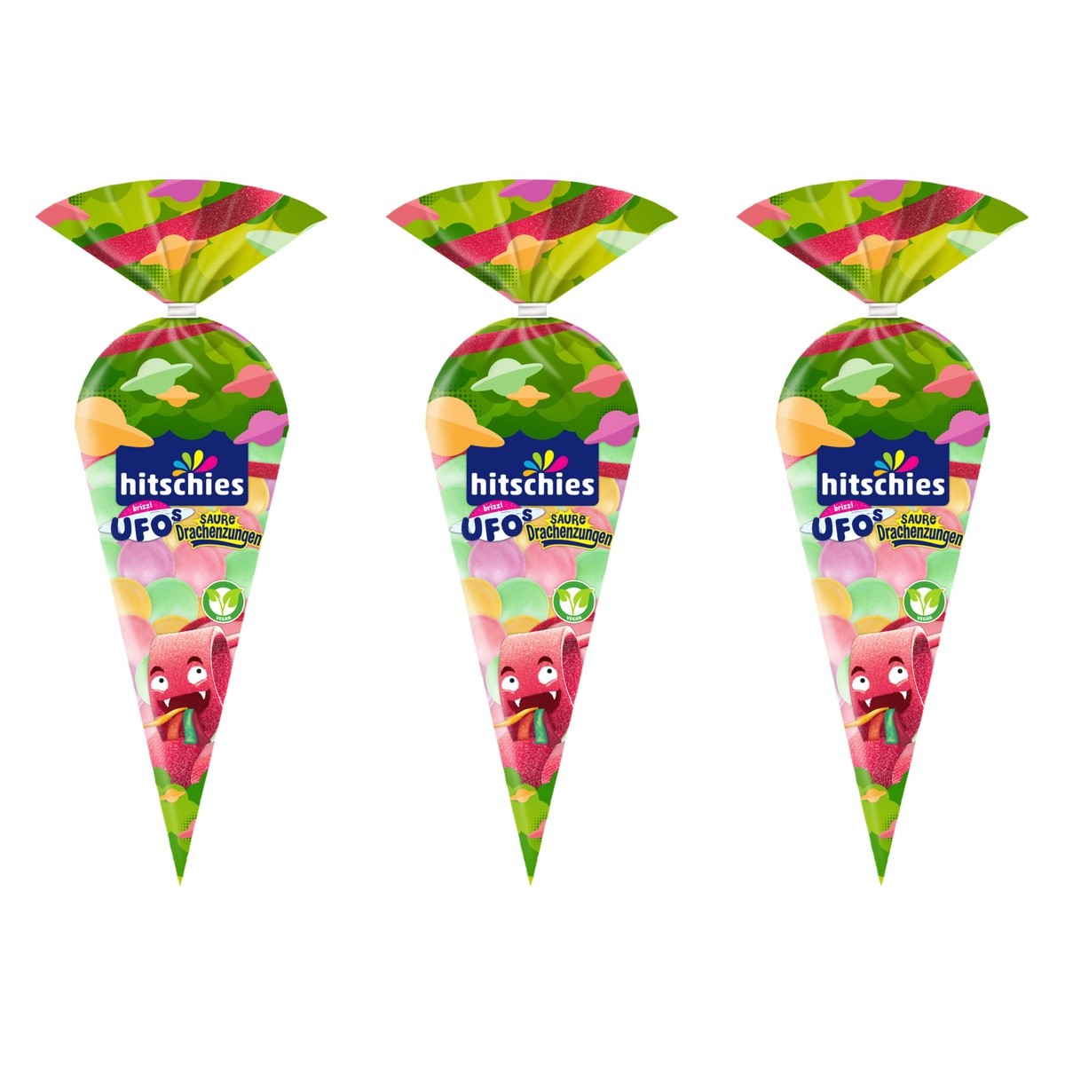 Hitschies Brizzl Ufos Saure Drachenzungen – 3 x 75 g (225 g)