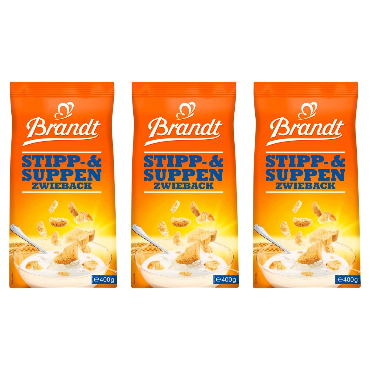 Brandt Stipp- und Suppenzwieback – 3 x 400 g (1200 g)