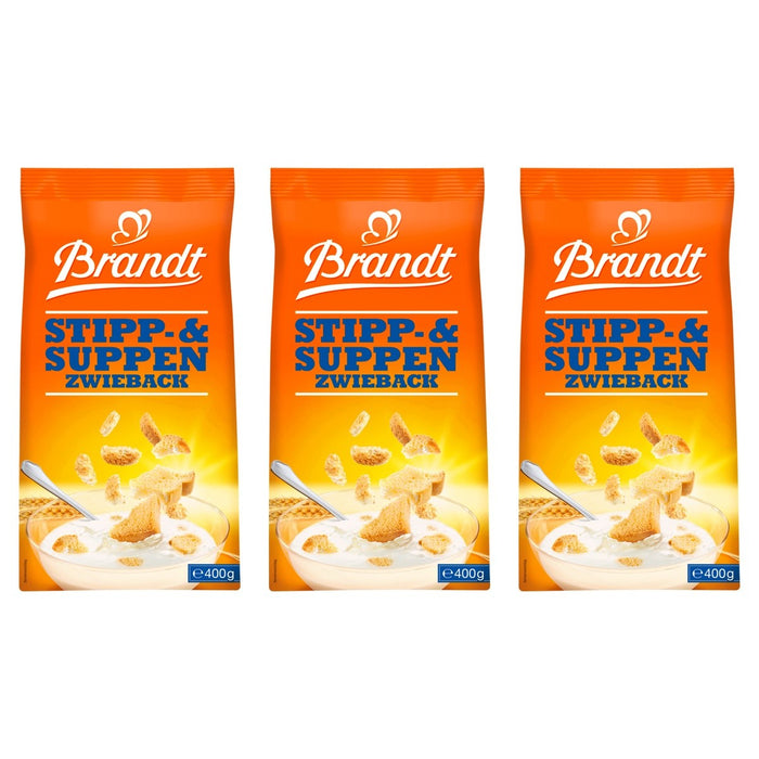 Brandt Stipp- und Suppenzwieback – 3 x 400 g (1200 g)