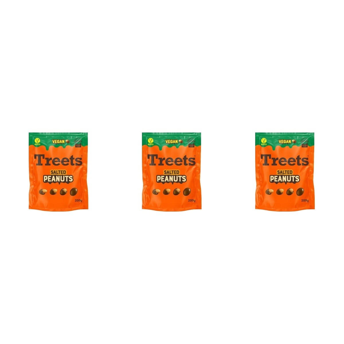 Treets Salted Peanuts Vegan – 3 x 200 g (600 g)