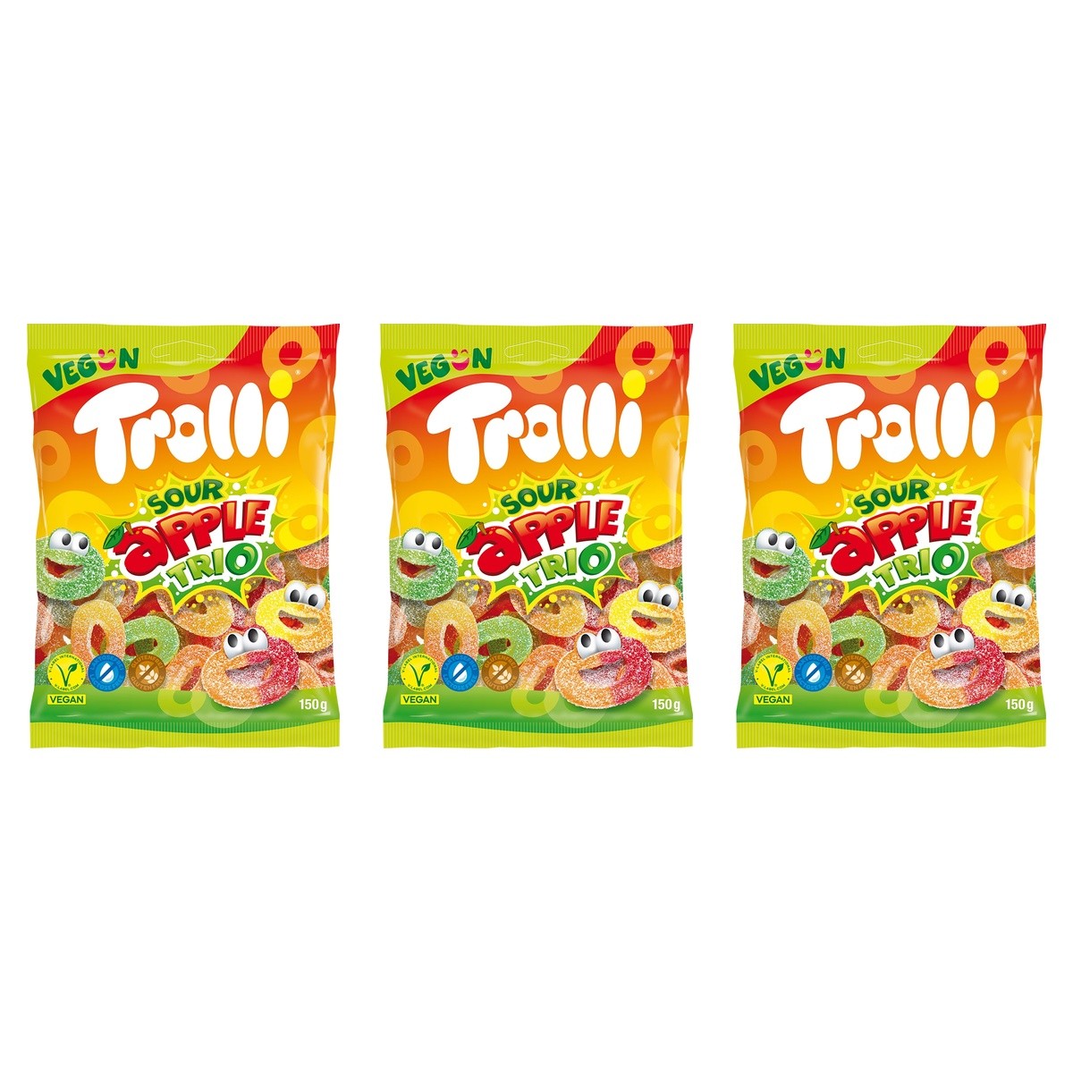 Trolli Sour Apple Trio – 3 x 150 g (450 g)