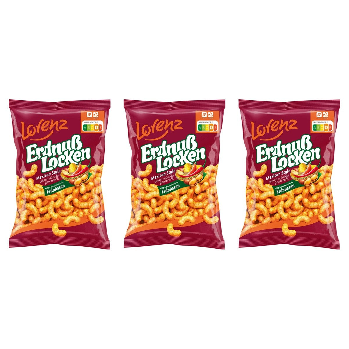 Lorenz ErdnußLocken Mexican Style – 3 x 150 g (450 g)