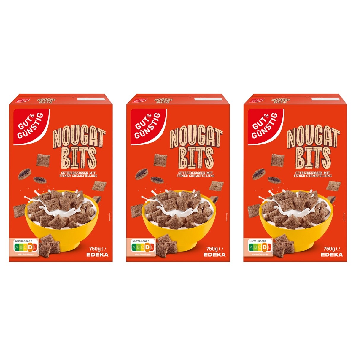 Gut&Günstig Nougat Bits – 3 x 750 g (2250 g)